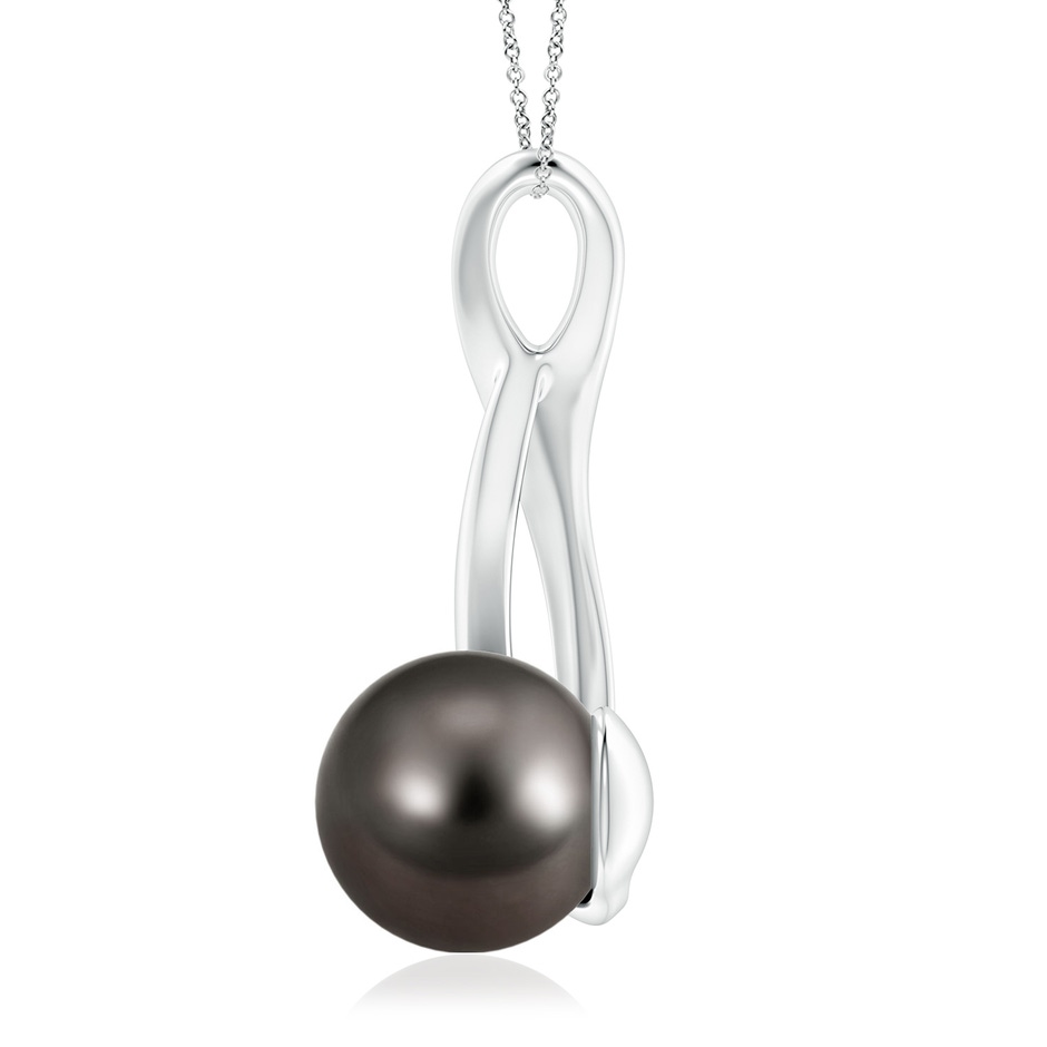 9mm AAA Solitaire Tahitian Pearl Swirl Pendant in White Gold side 1