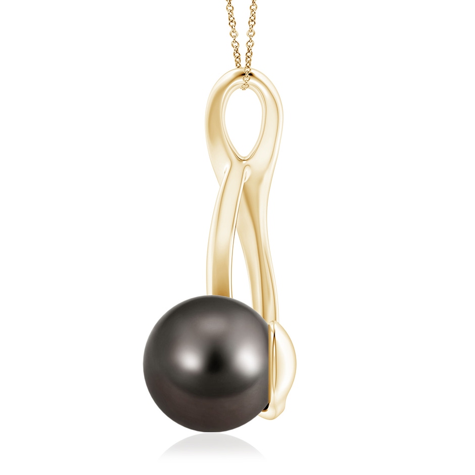 9mm AAA Solitaire Tahitian Pearl Swirl Pendant in Yellow Gold side 1