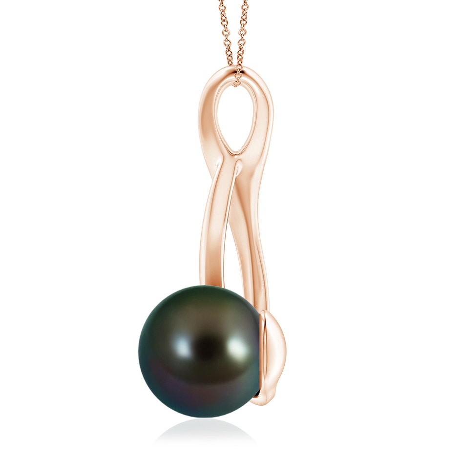 9mm AAAA Solitaire Tahitian Pearl Swirl Pendant in Rose Gold side 1