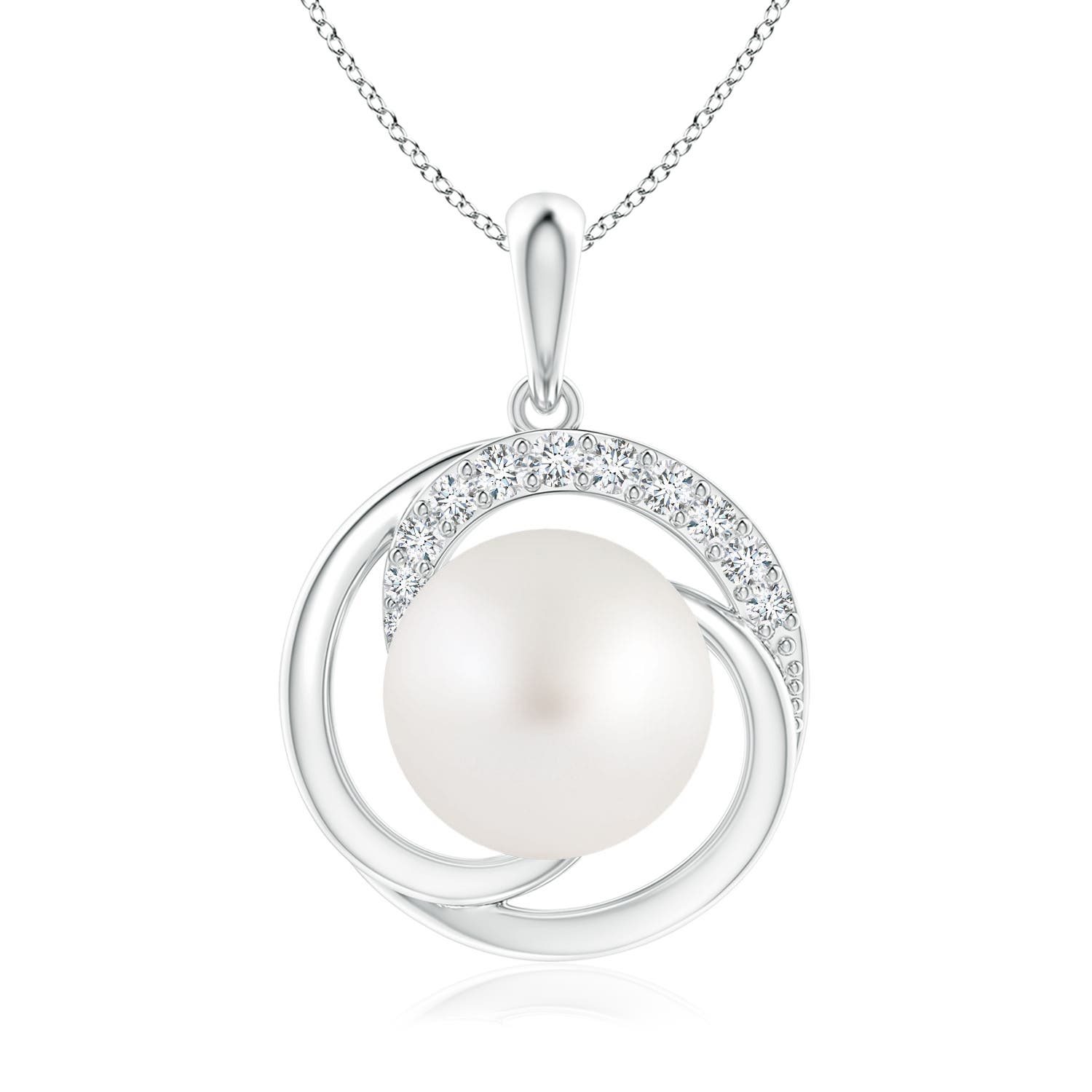 10mm AA South Sea Pearl Swirl Pendant with Diamonds in P950 Platinum