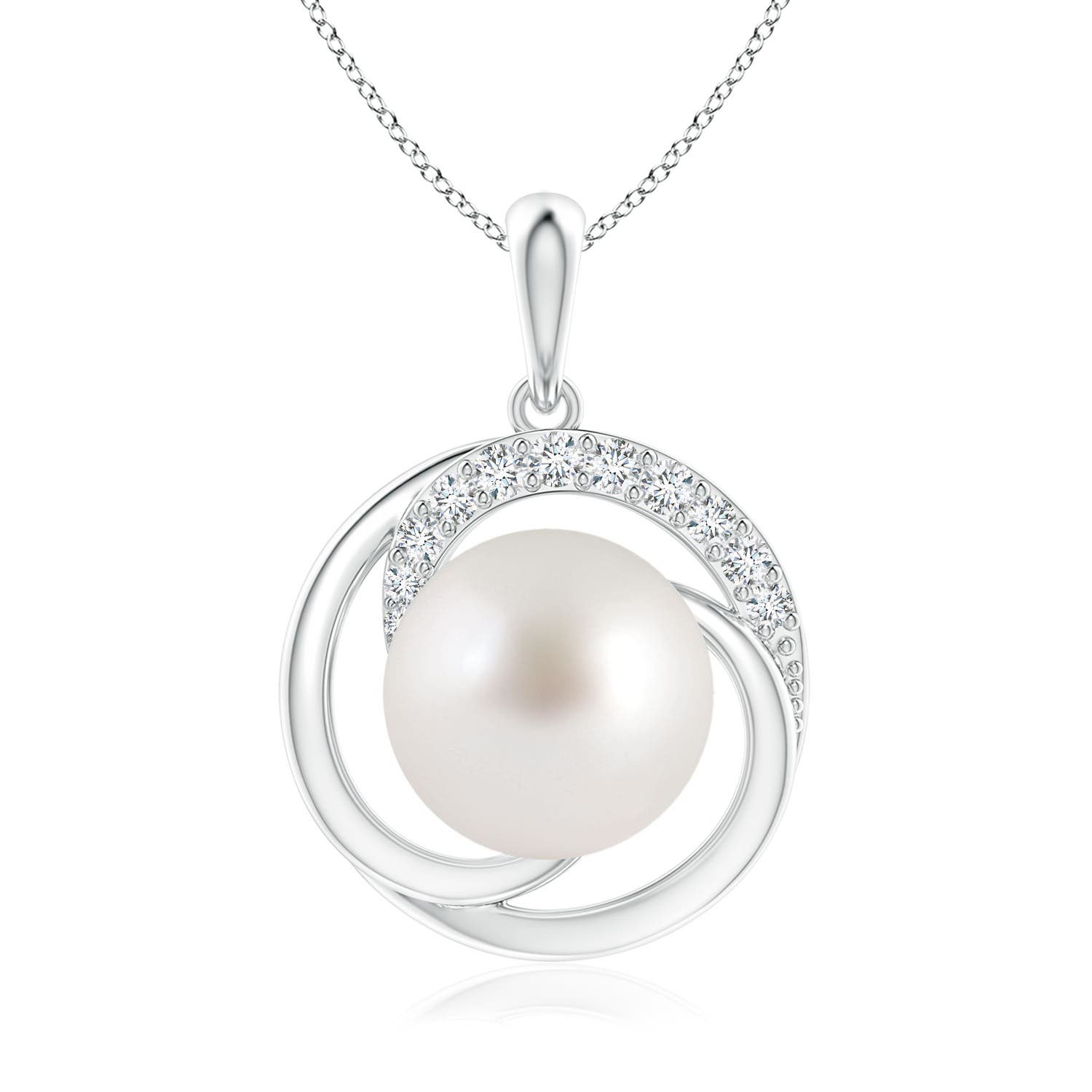 South Sea Pearl Swirl Pendant with Diamonds | Angara
