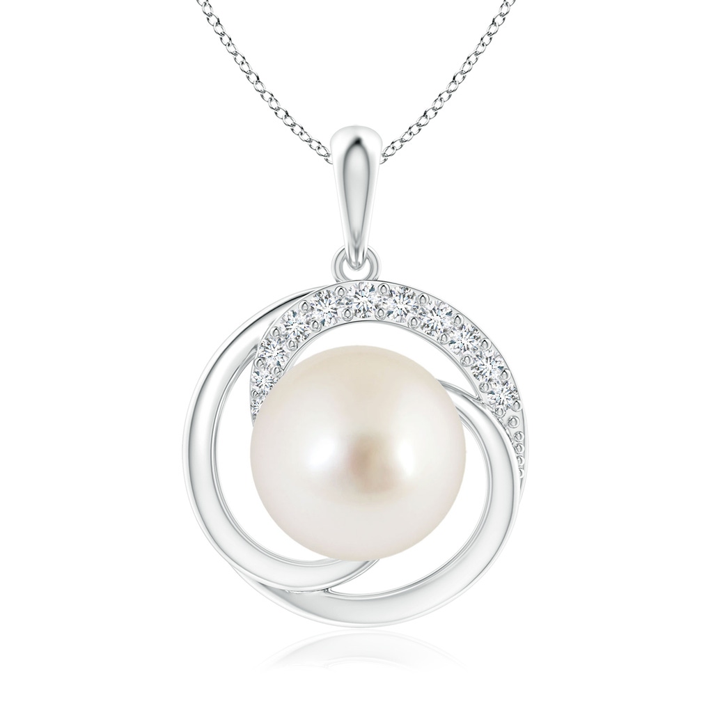 10mm AAAA South Sea Pearl Swirl Pendant with Diamonds in P950 Platinum