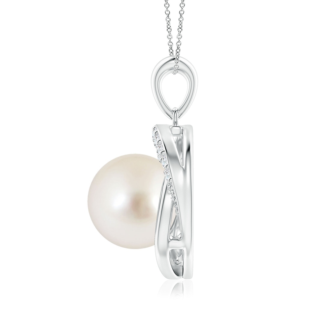 10mm AAAA South Sea Pearl Swirl Pendant with Diamonds in P950 Platinum Side 1