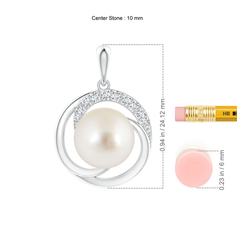 10mm AAAA South Sea Pearl Swirl Pendant with Diamonds in P950 Platinum ruler