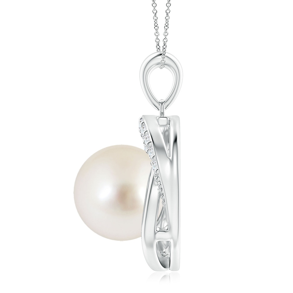 11mm AAAA South Sea Pearl Swirl Pendant with Diamonds in P950 Platinum side 1