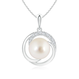 9mm AAAA South Sea Pearl Swirl Pendant with Diamonds in P950 Platinum