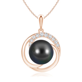 10mm AA Tahitian Pearl Swirl Pendant with Diamonds in Rose Gold