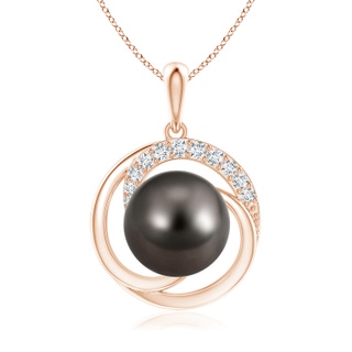 10mm AAA Tahitian Pearl Swirl Pendant with Diamonds in Rose Gold