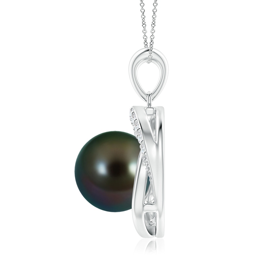 10mm AAAA Tahitian Pearl Swirl Pendant with Diamonds in P950 Platinum side 1