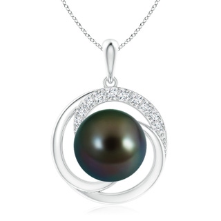 11mm AAAA Tahitian Pearl Swirl Pendant with Diamonds in P950 Platinum