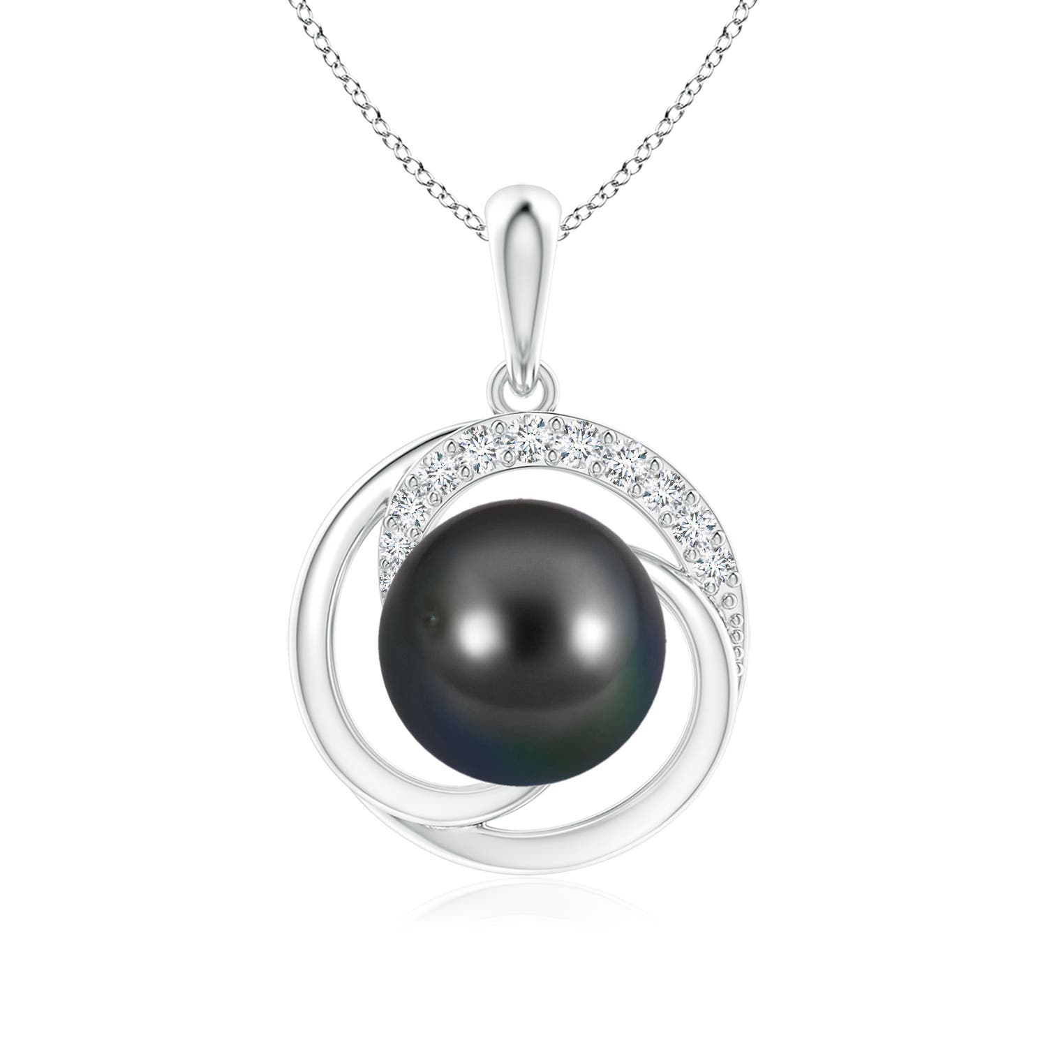 9mm AA Tahitian Pearl Swirl Pendant with Diamonds in P950 Platinum