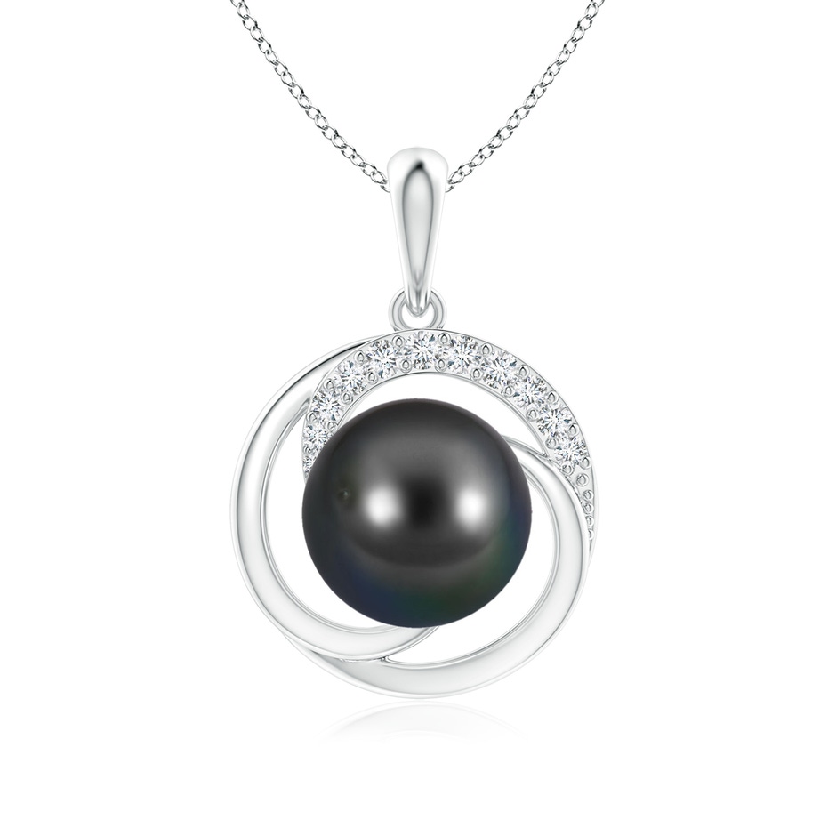 9mm AA Tahitian Pearl Swirl Pendant with Diamonds in P950 Platinum 