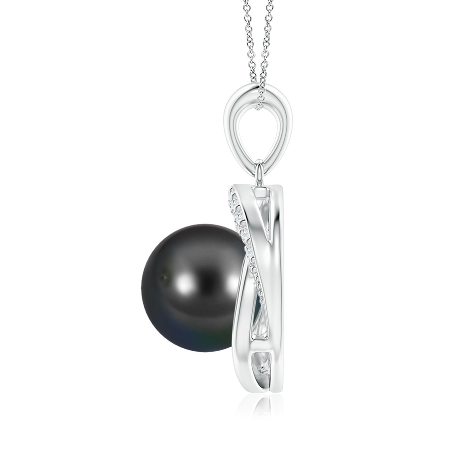 9mm AA Tahitian Pearl Swirl Pendant with Diamonds in P950 Platinum side 1