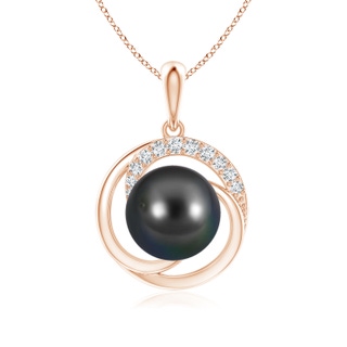 9mm AA Tahitian Pearl Swirl Pendant with Diamonds in Rose Gold