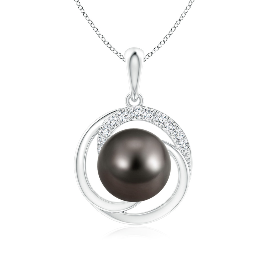 9mm AAA Tahitian Pearl Swirl Pendant with Diamonds in P950 Platinum 