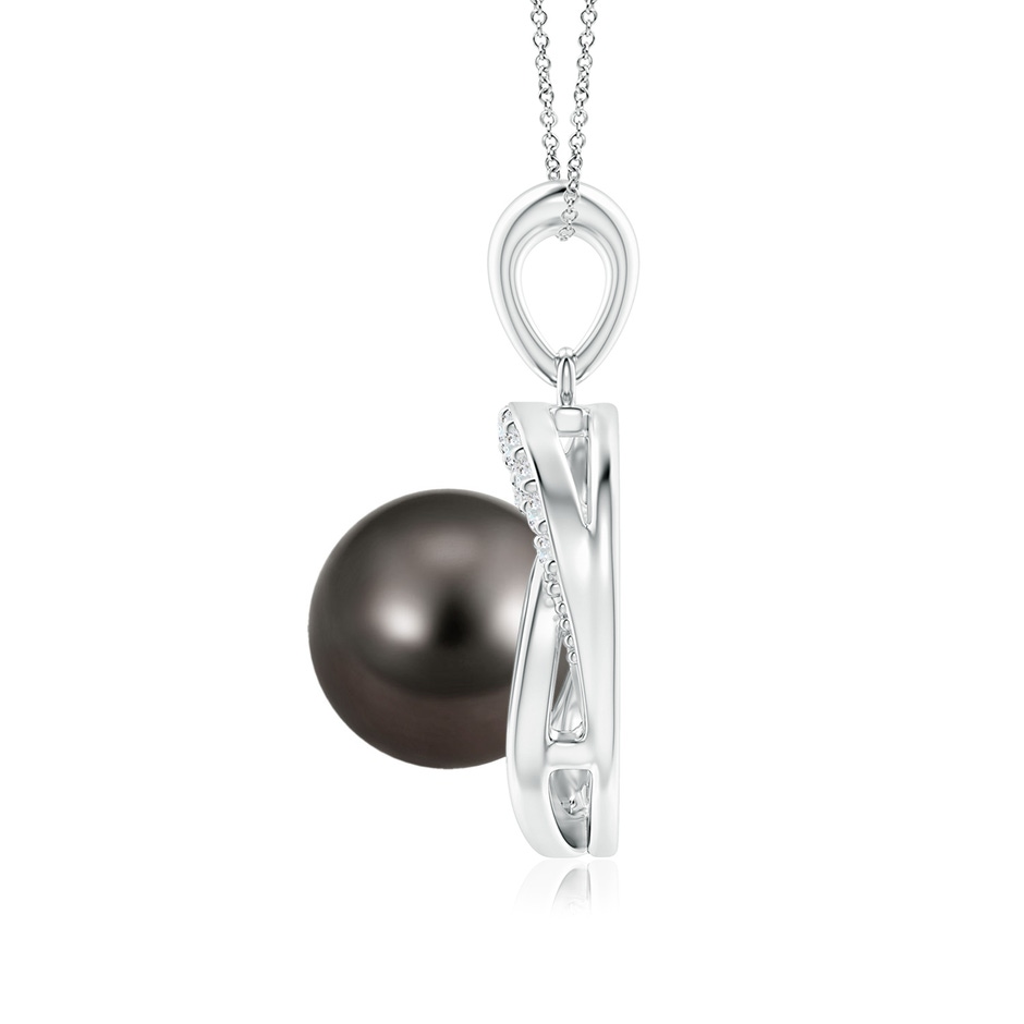 9mm AAA Tahitian Pearl Swirl Pendant with Diamonds in P950 Platinum side 1