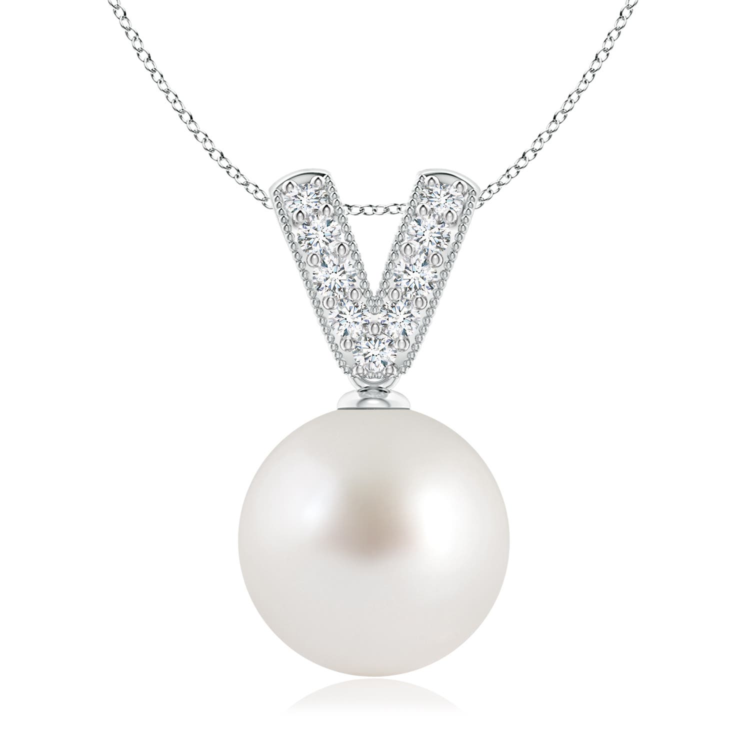 AAA - South Sea Cultured Pearl / 7.36 CT / 14 KT White Gold