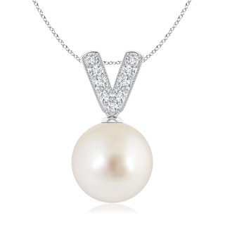 10mm AAAA South Sea Pearl & Diamond V-Bale Pendant in P950 Platinum