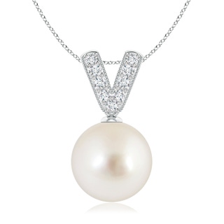 10mm AAAA South Sea Pearl & Diamond V-Bale Pendant in White Gold