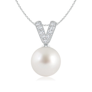 9mm AAA South Sea Pearl & Diamond V-Bale Pendant in P950 Platinum