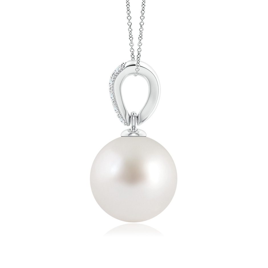 9mm AAA South Sea Pearl & Diamond V-Bale Pendant in P950 Platinum side 1