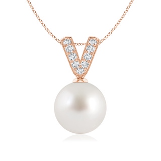 9mm AAA South Sea Pearl & Diamond V-Bale Pendant in Rose Gold