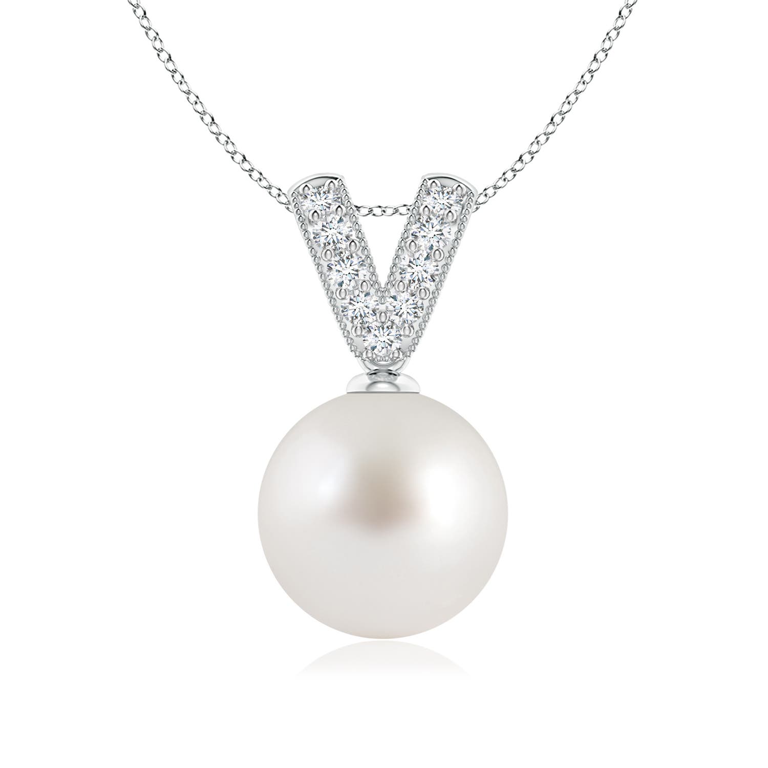 AAA - South Sea Cultured Pearl / 5.36 CT / 14 KT White Gold