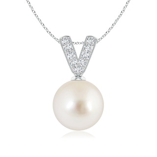 9mm AAAA South Sea Pearl & Diamond V-Bale Pendant in P950 Platinum