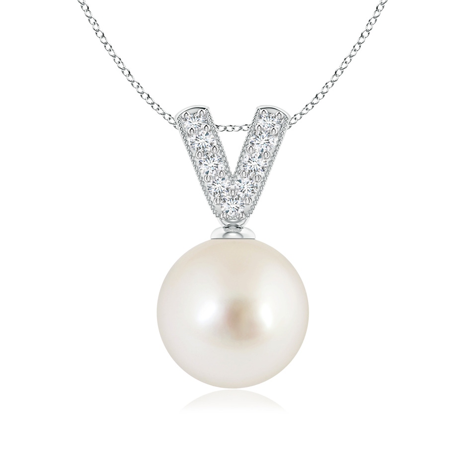 9mm AAAA South Sea Pearl & Diamond V-Bale Pendant in P950 Platinum 