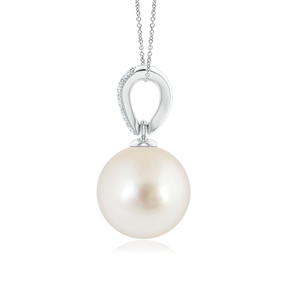 9mm AAAA South Sea Pearl & Diamond V-Bale Pendant in P950 Platinum side 1