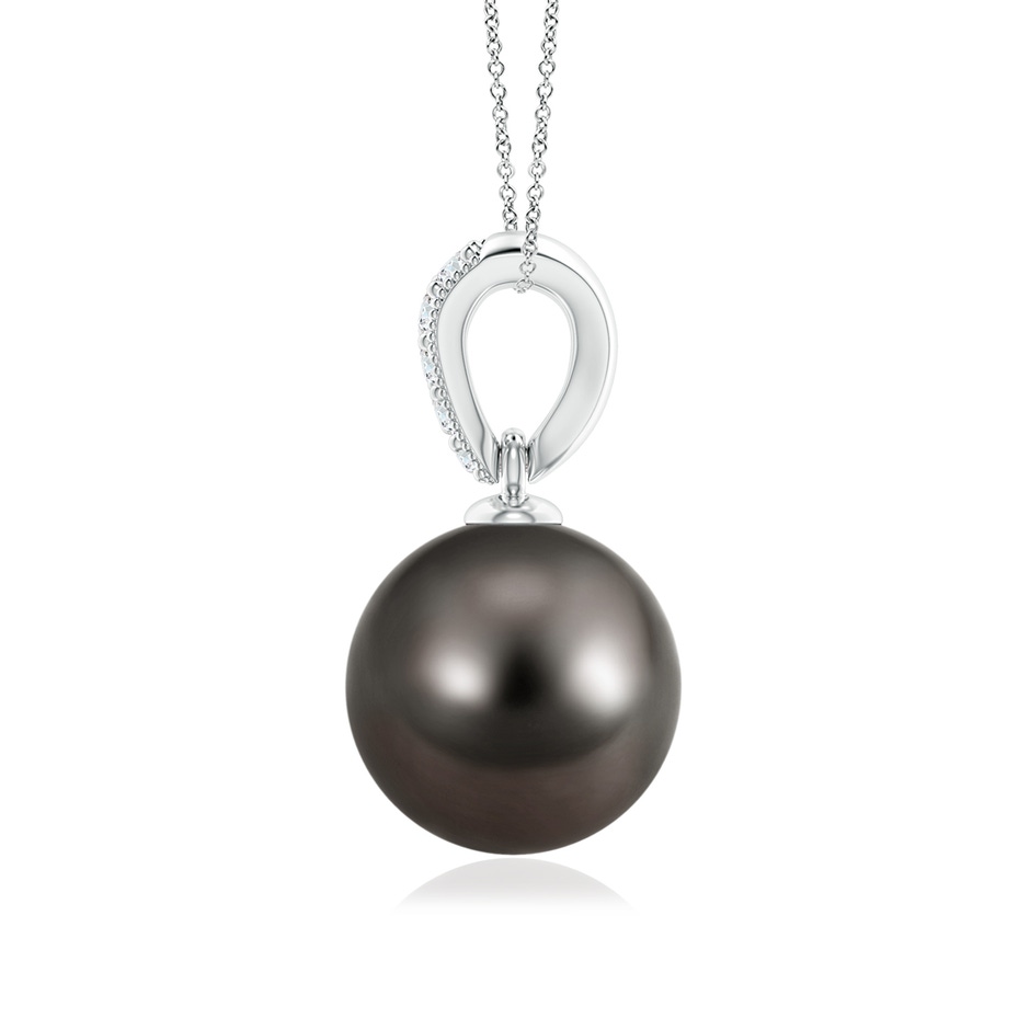 9mm AAA Tahitian Pearl & Diamond V-Bale Pendant in White Gold side 1