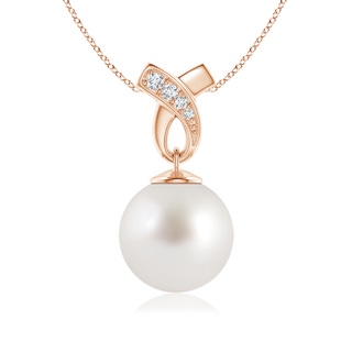 10mm AAA South Sea Pearl Pendant with Ribbon Bale in Rose Gold