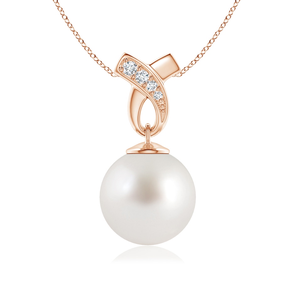10mm AAA South Sea Pearl Pendant with Ribbon Bale in Rose Gold 