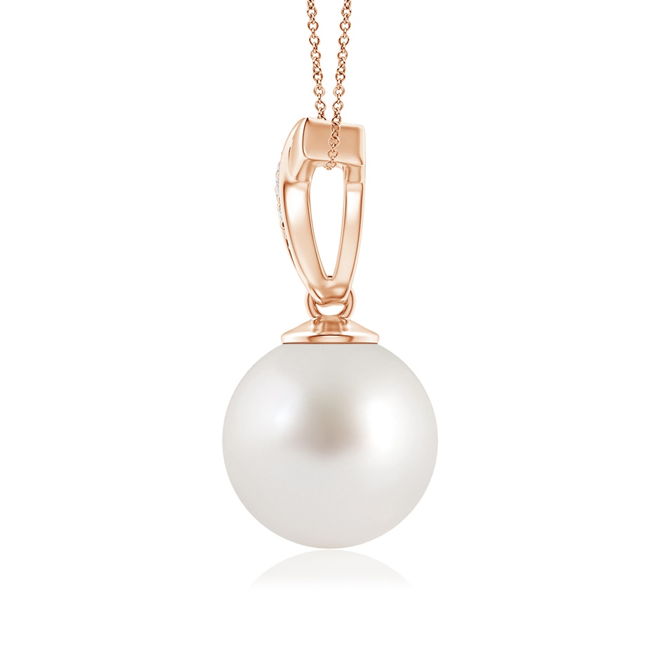 10mm AAA South Sea Pearl Pendant with Ribbon Bale in Rose Gold side 1