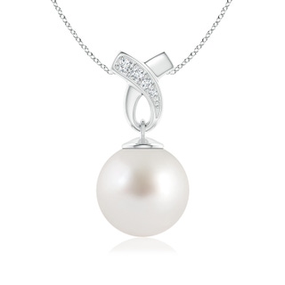 10mm AAA South Sea Pearl Pendant with Ribbon Bale in White Gold