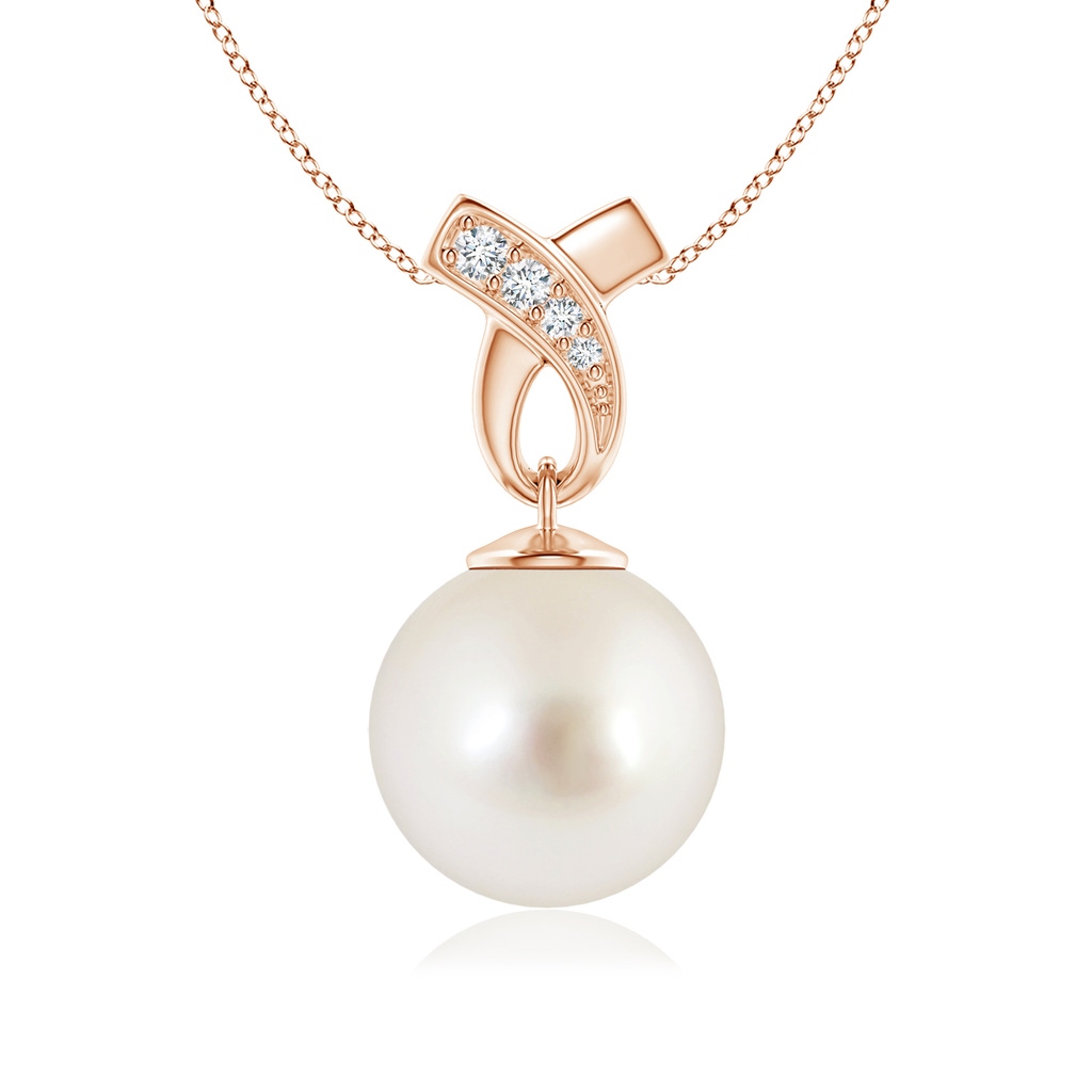 10mm AAAA South Sea Pearl Pendant with Ribbon Bale in Rose Gold