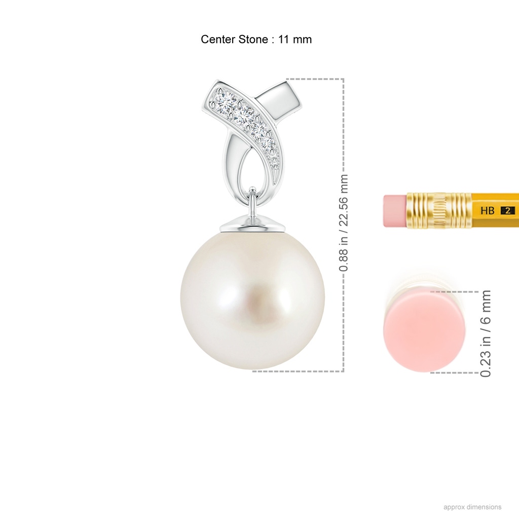 11mm AAAA South Sea Pearl Pendant with Ribbon Bale in P950 Platinum Ruler