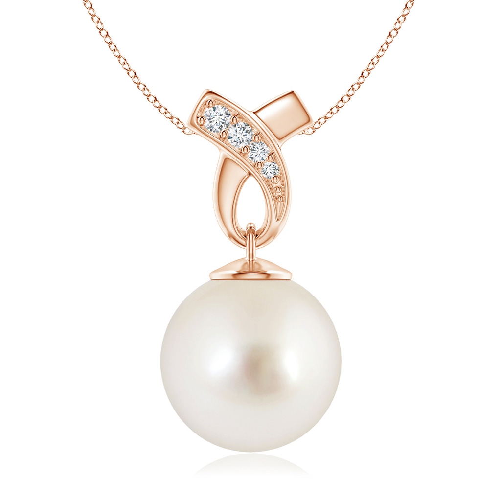 11mm AAAA South Sea Pearl Pendant with Ribbon Bale in Rose Gold