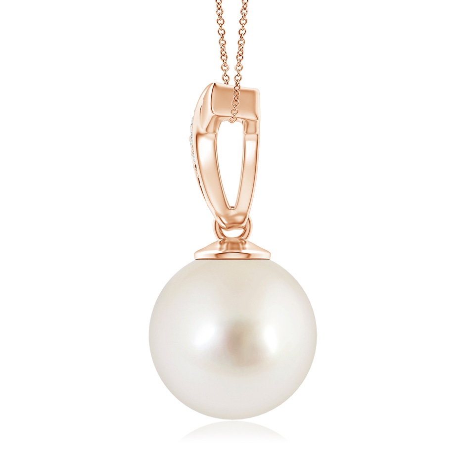 11mm AAAA South Sea Pearl Pendant with Ribbon Bale in Rose Gold side 1