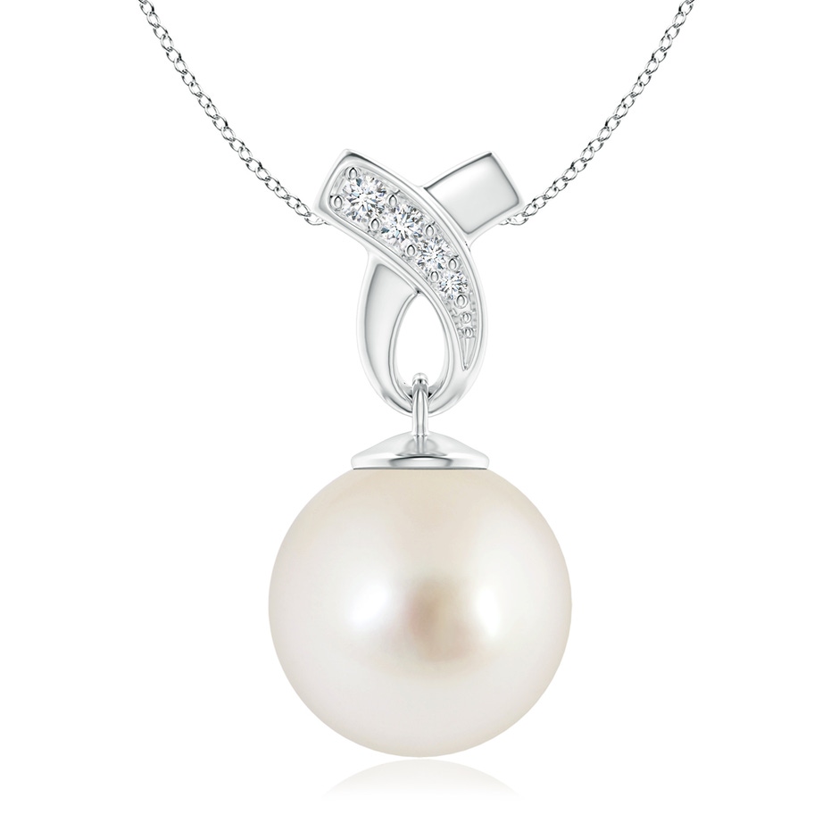 11mm AAAA South Sea Pearl Pendant with Ribbon Bale in White Gold 