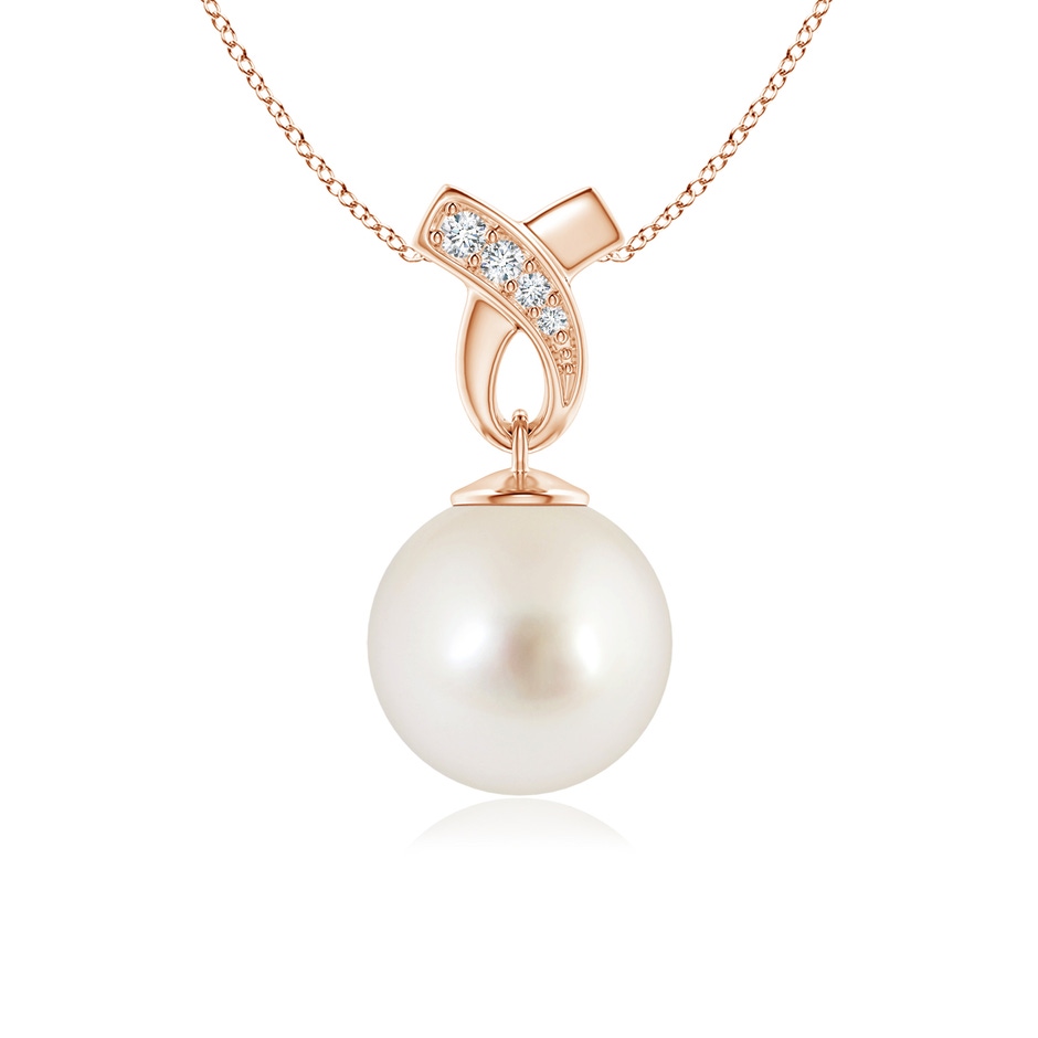 9mm AAAA South Sea Pearl Pendant with Ribbon Bale in Rose Gold 