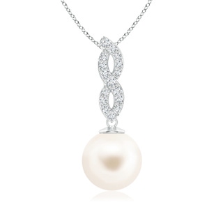10mm AAA Freshwater Pearl Diamond Infinity Pendant in White Gold