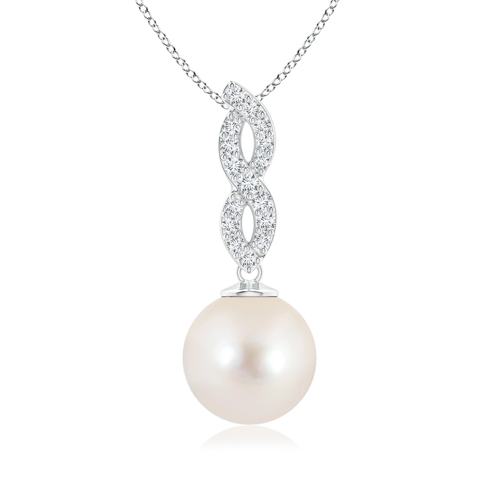 10mm AAAA Freshwater Pearl Diamond Infinity Pendant in P950 Platinum