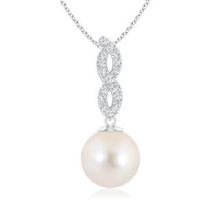 10mm AAAA Freshwater Pearl Diamond Infinity Pendant in White Gold