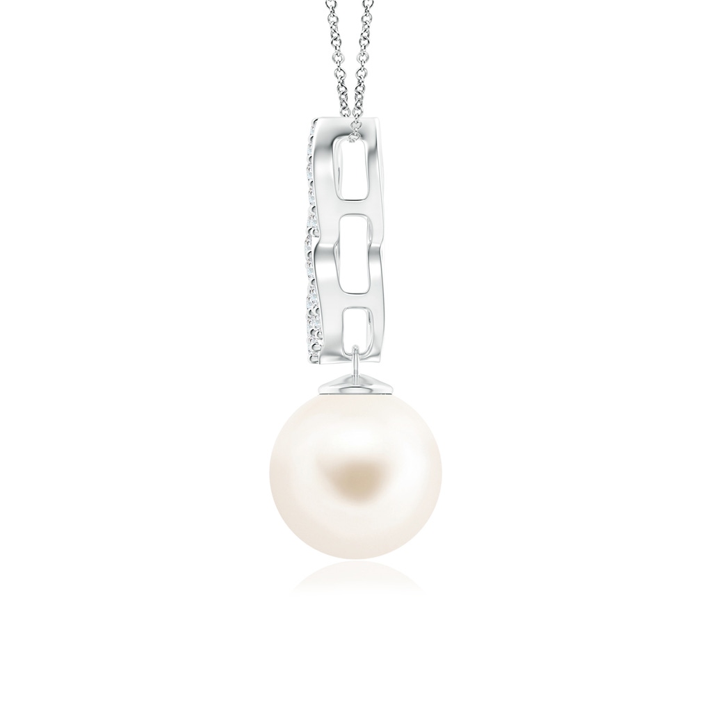 9mm AAA Freshwater Pearl Diamond Infinity Pendant in White Gold Side 1