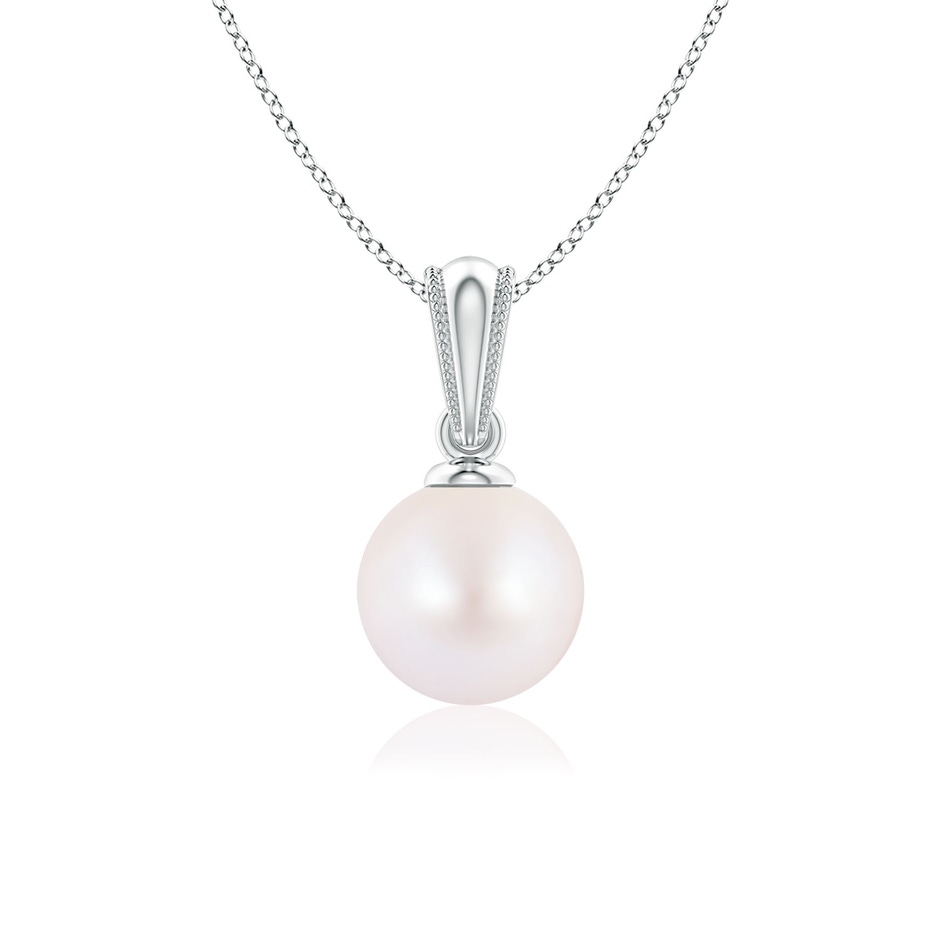 6mm AA Japanese Akoya Pearl Pendant with Ornate Bale in P950 Platinum 
