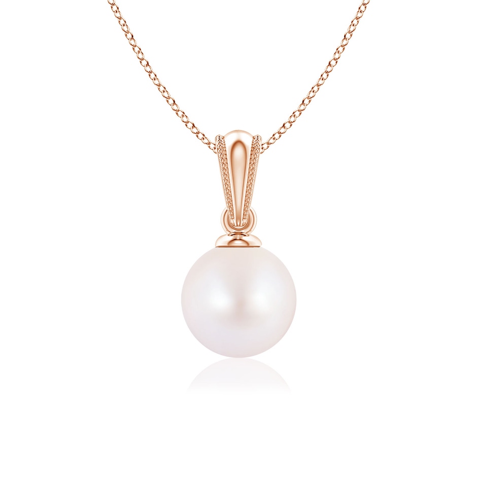6mm AA Japanese Akoya Pearl Pendant with Ornate Bale in Rose Gold 