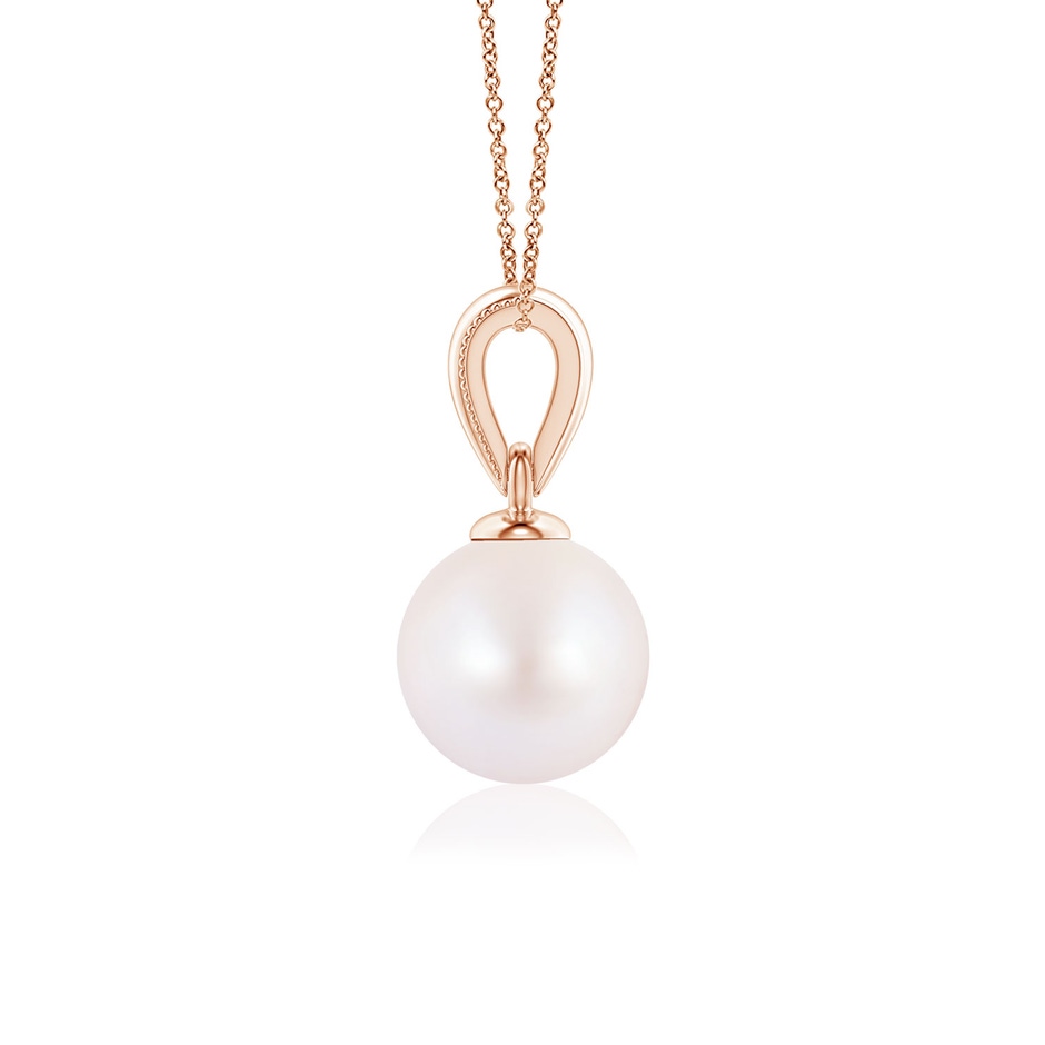 6mm AA Japanese Akoya Pearl Pendant with Ornate Bale in Rose Gold side 199