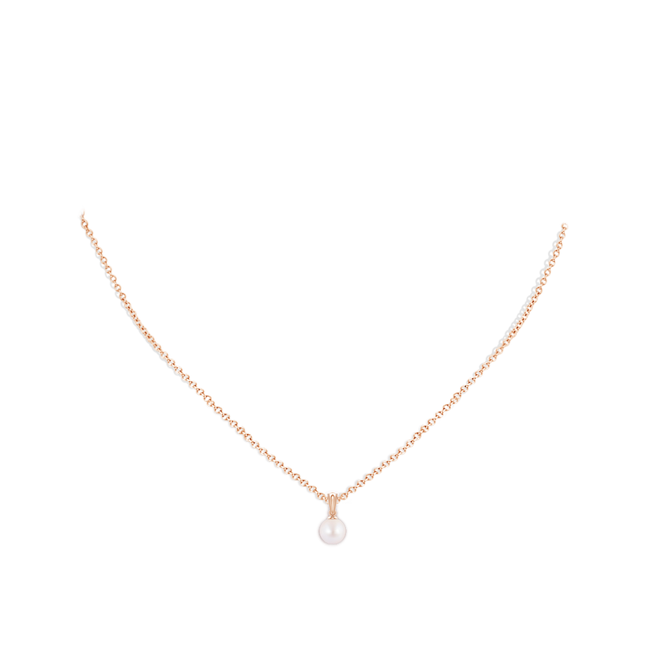 6mm AA Japanese Akoya Pearl Pendant with Ornate Bale in Rose Gold pen