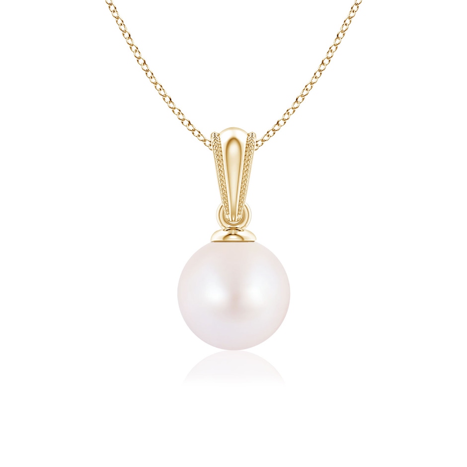 6mm AA Japanese Akoya Pearl Pendant with Ornate Bale in Yellow Gold 